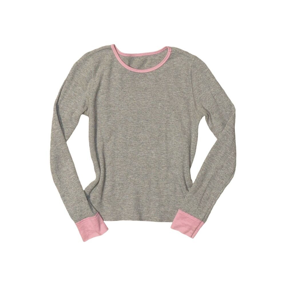 grey contrast waffle knit y2k long sleeve